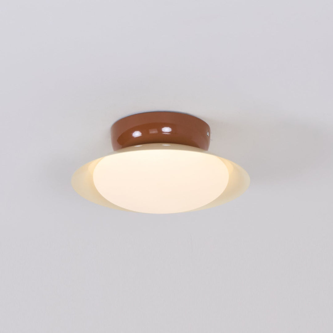 Ceiling Light Metal Dome 9.8 in LED Green Brown Bathroom Kitchen Flush Mount Fixture | Kalsten