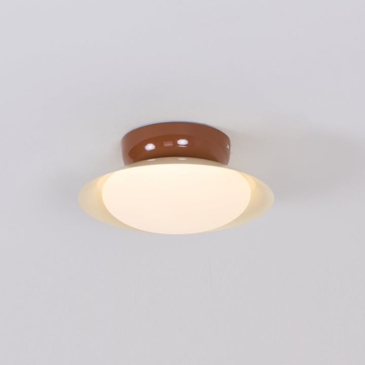 Ceiling Light Metal Dome 9.8 in LED Green Brown Bathroom Kitchen Flush Mount Fixture | Kalsten