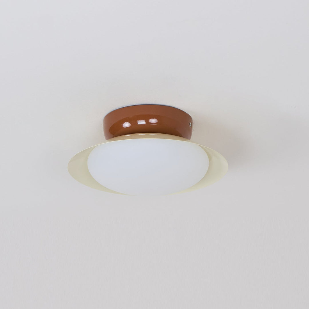 Ceiling Light Metal Dome 9.8 in LED Green Brown Bathroom Kitchen Flush Mount Fixture | Kalsten