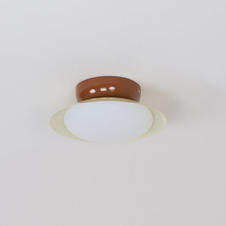 Ceiling Light Metal Dome 9.8 in LED Green Brown Bathroom Kitchen Flush Mount Fixture | Kalsten