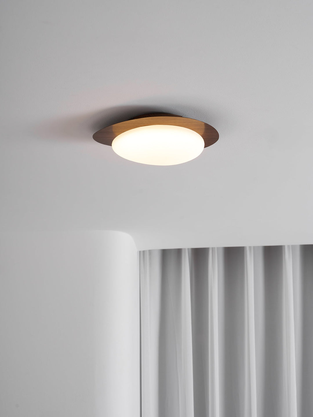 Pebble Ceiling Light 11.8 in 12W Walnut Grain Indoor Flush Mount LED | Modern Bedroom Living Room Dining Room Ceiling Fixture | Kalsten