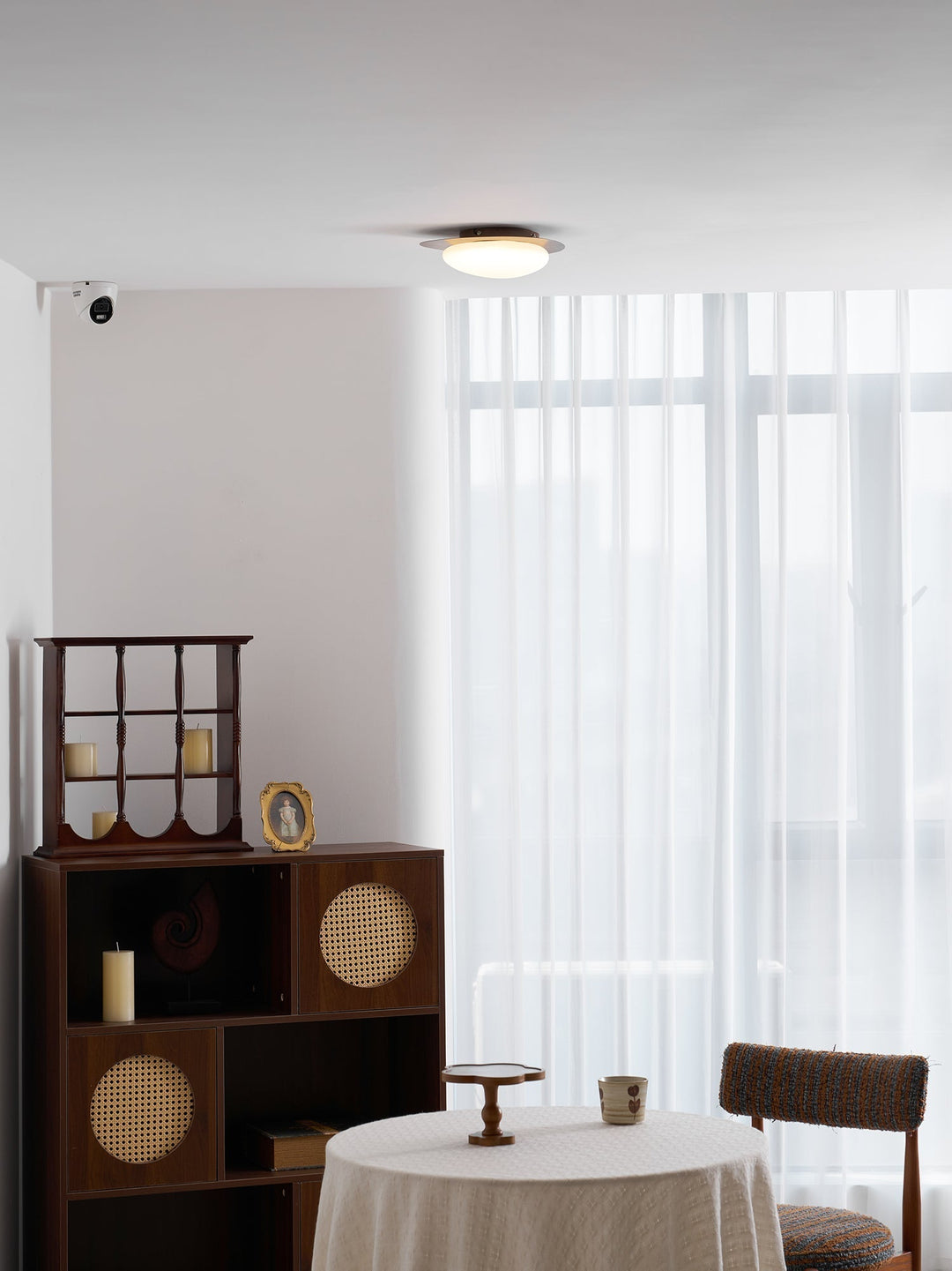 Pebble Ceiling Light 11.8 in 12W Walnut Grain Indoor Flush Mount LED | Modern Bedroom Living Room Dining Room Ceiling Fixture | Kalsten