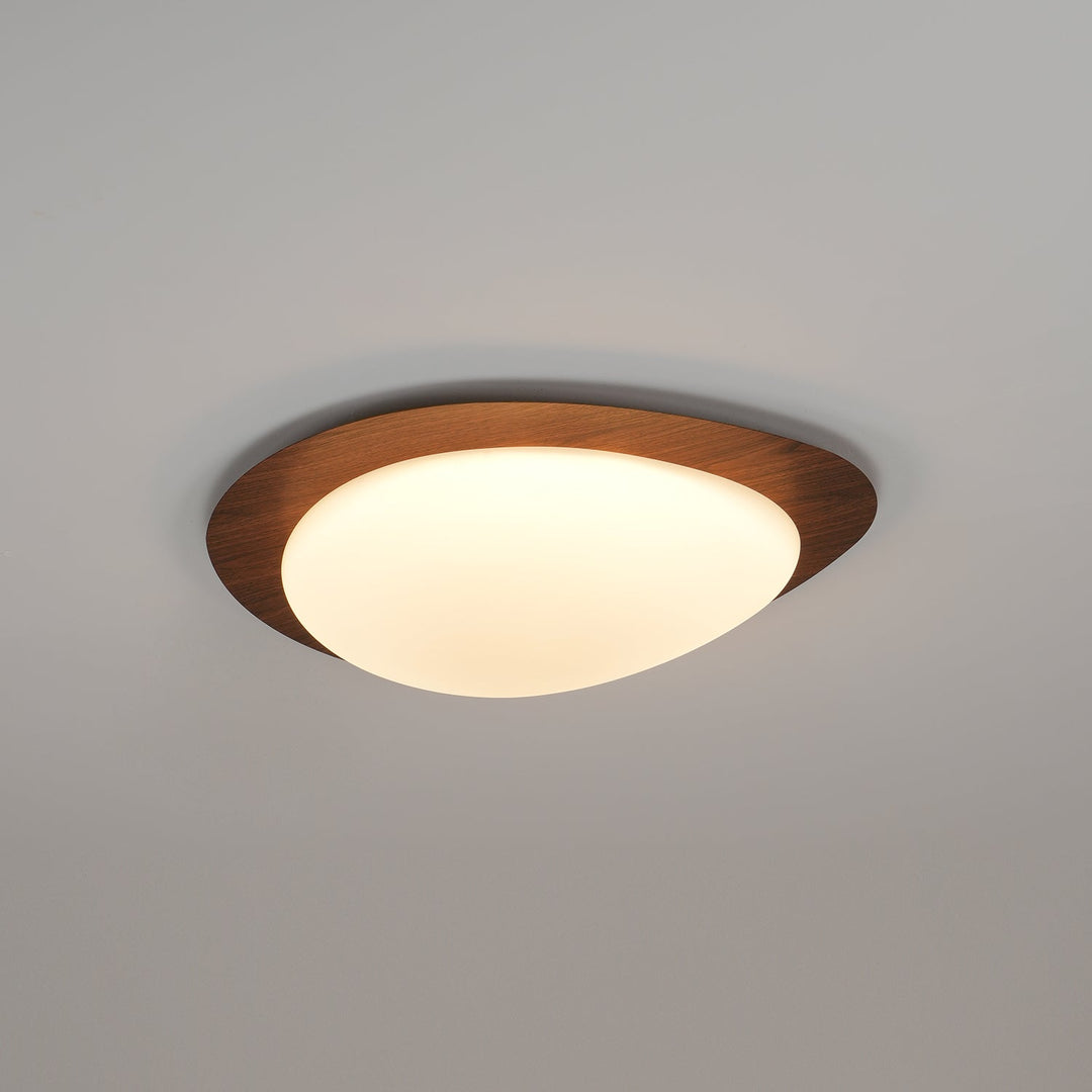 Pebble Ceiling Light 11.8 in 12W Walnut Grain Indoor Flush Mount LED | Modern Bedroom Living Room Dining Room Ceiling Fixture | Kalsten