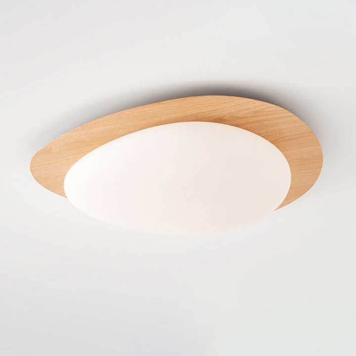 Pebble Ceiling Light 11.8 in 12W Walnut Grain Indoor Flush Mount LED | Modern Bedroom Living Room Dining Room Ceiling Fixture | Kalsten
