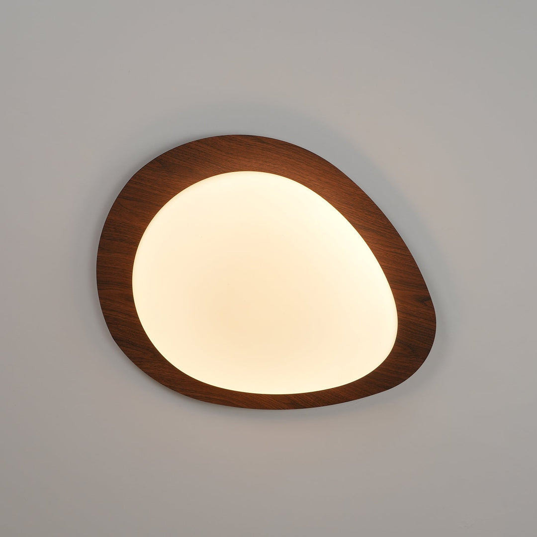 Pebble Ceiling Light 11.8 in 12W Walnut Grain Indoor Flush Mount LED | Modern Bedroom Living Room Dining Room Ceiling Fixture | Kalsten
