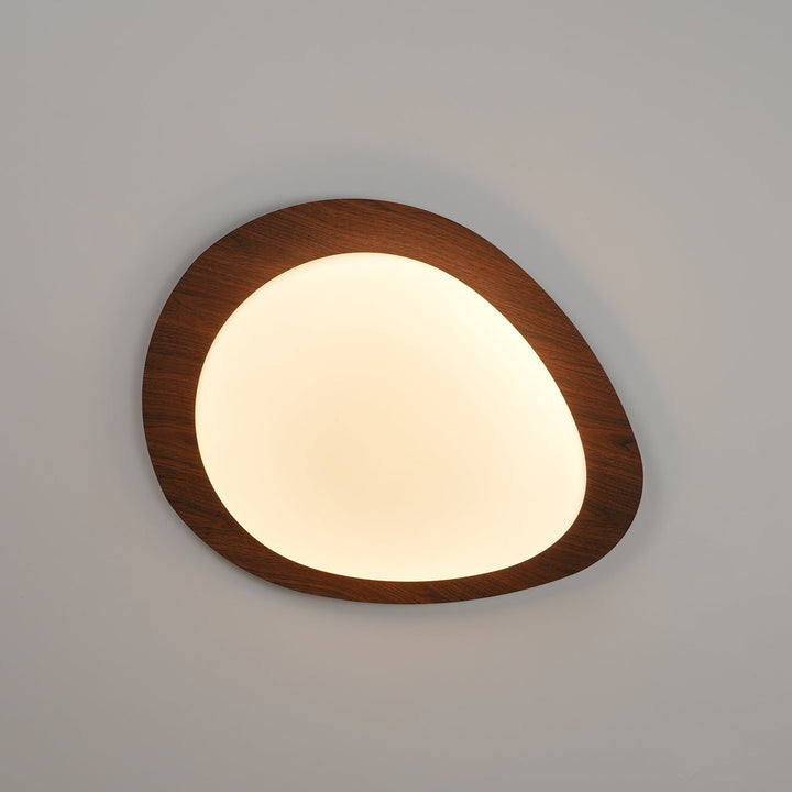 Pebble Ceiling Light 11.8 in 12W Walnut Grain Indoor Flush Mount LED | Modern Bedroom Living Room Dining Room Ceiling Fixture | Kalsten
