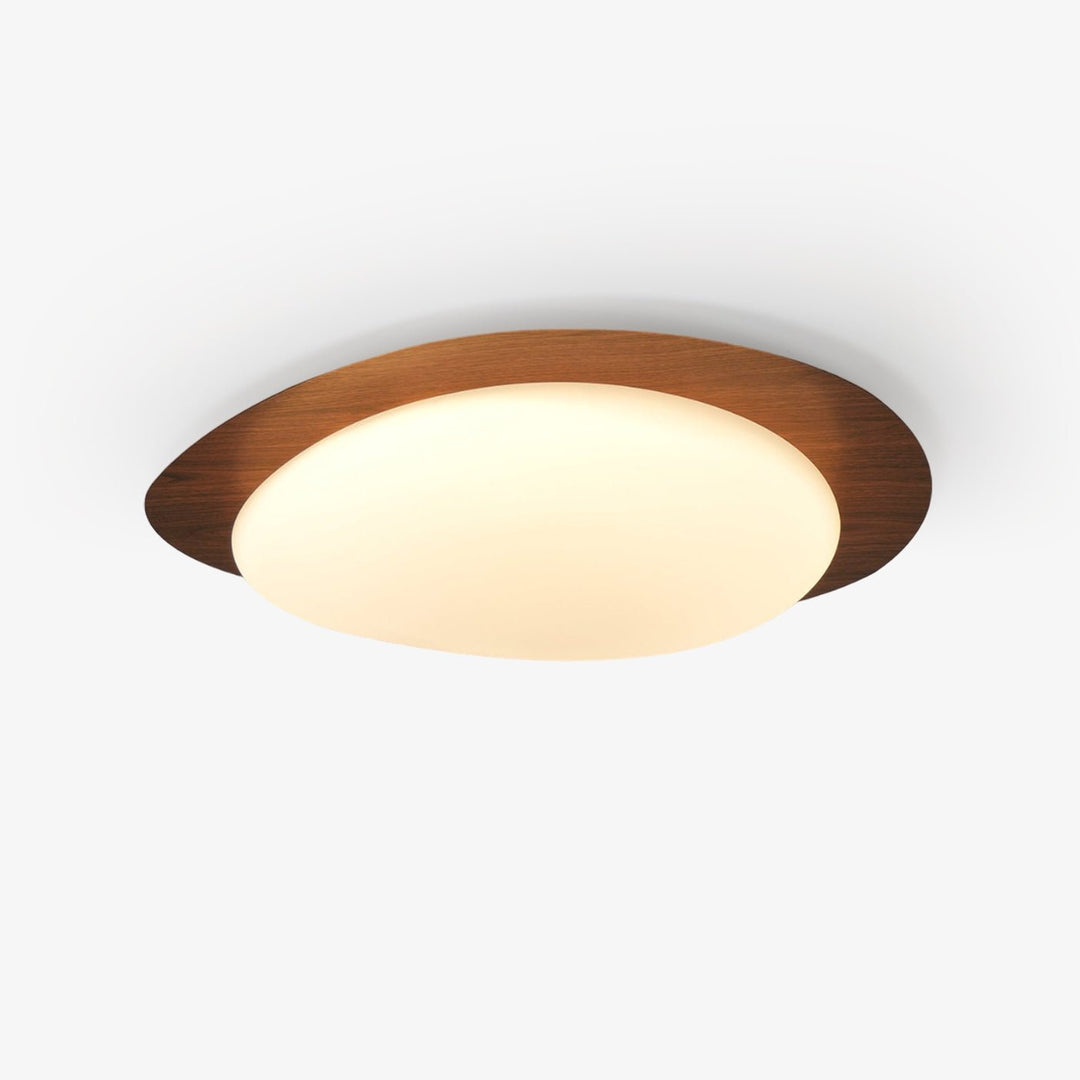 Pebble Ceiling Light 11.8 in 12W Walnut Grain Indoor Flush Mount LED | Modern Bedroom Living Room Dining Room Ceiling Fixture | Kalsten