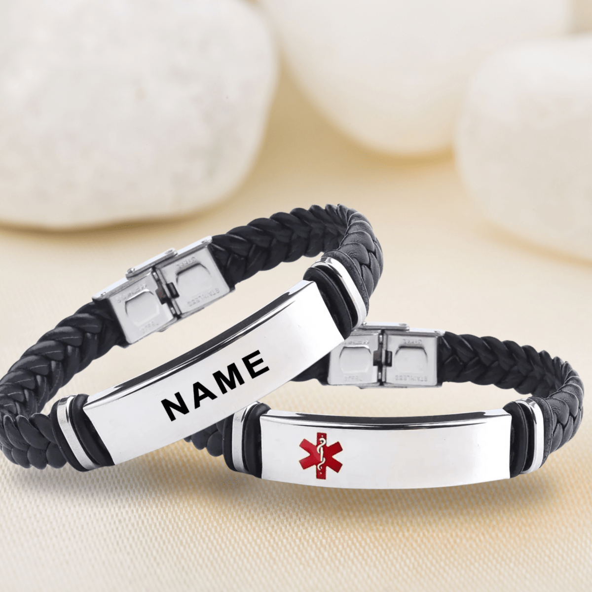 Skanto | Leather and Stainless Steel ID Bracelet with Engraving
