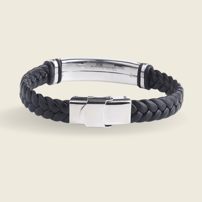 Skanto | Leather and Stainless Steel ID Bracelet with Engraving