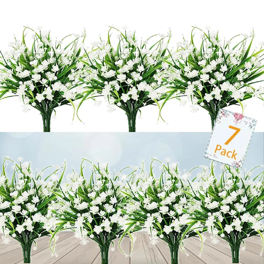 Low-maintenance artificial outdoor flowers – Realistic and UV-resistant (7-pack)