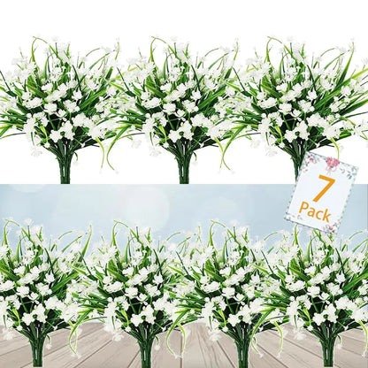 Low-maintenance artificial outdoor flowers – Realistic and UV-resistant (7-pack)