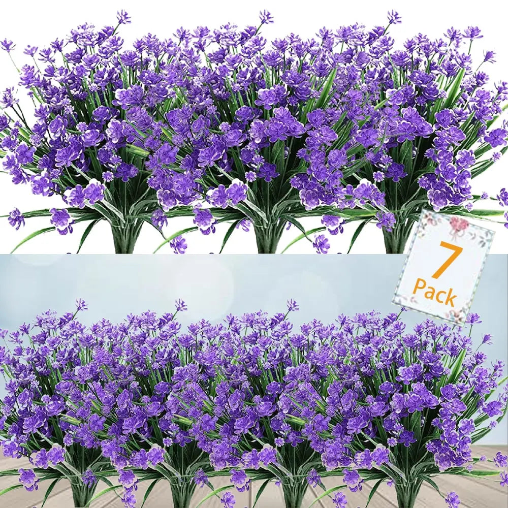 Low-maintenance artificial outdoor flowers – Realistic and UV-resistant (7-pack)