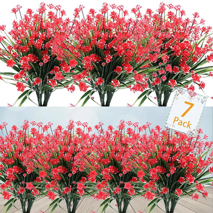 Low-maintenance artificial outdoor flowers – Realistic and UV-resistant (7-pack)