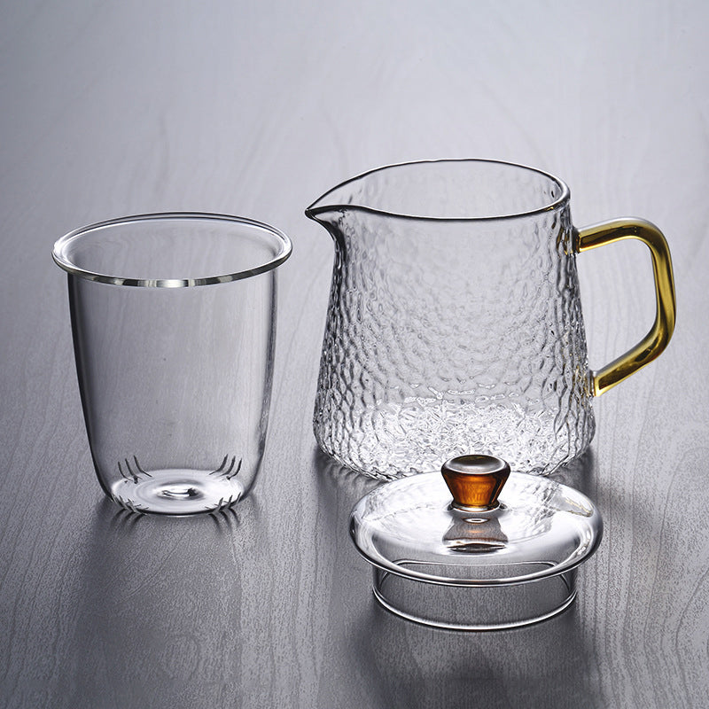 Skanto | Pindefang Glass Teapot with Infuser | Handmade Heat-Resistant Teapot with Golden Handle