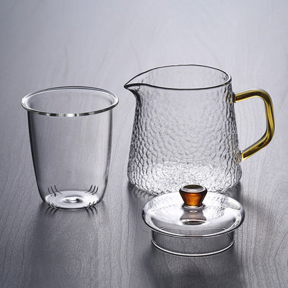 Skanto | Pindefang Glass Teapot with Infuser | Handmade Heat-Resistant Teapot with Golden Handle