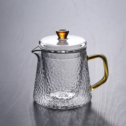Skanto | Pindefang Glass Teapot with Infuser | Handmade Heat-Resistant Teapot with Golden Handle