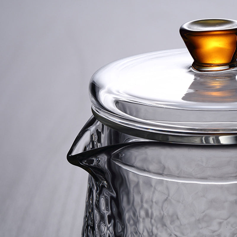 BowLift | Pindefang Glass Teapot with Infuser | Handcrafted Heat-Resistant Teapot with Golden Handle