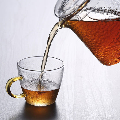BowLift | Pindefang Glass Teapot with Infuser | Handcrafted Heat-Resistant Teapot with Golden Handle
