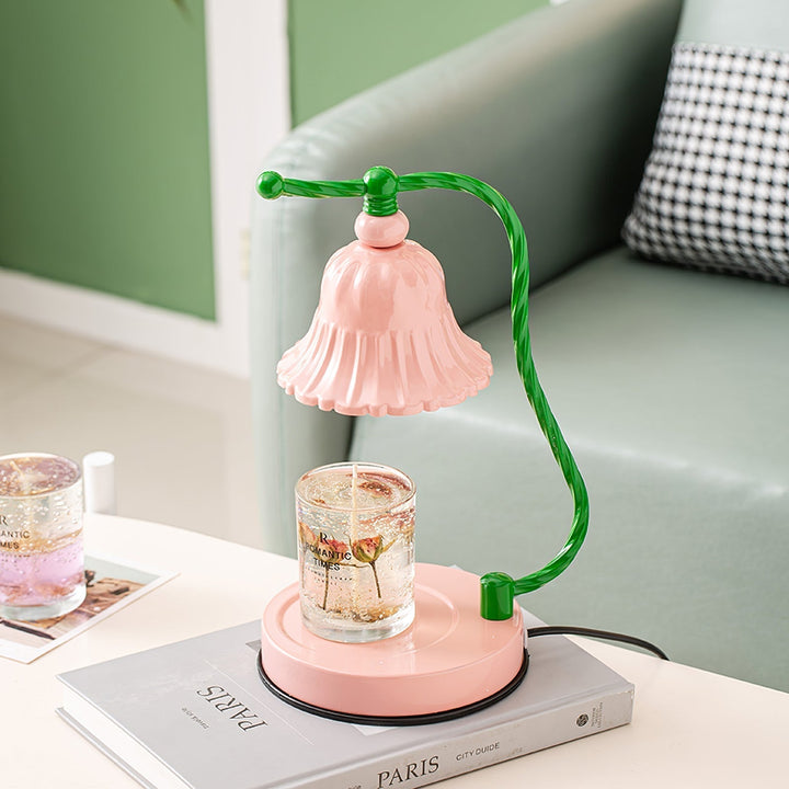 BloomAura – Charming Pink Glass Table Lamp | Kalsten