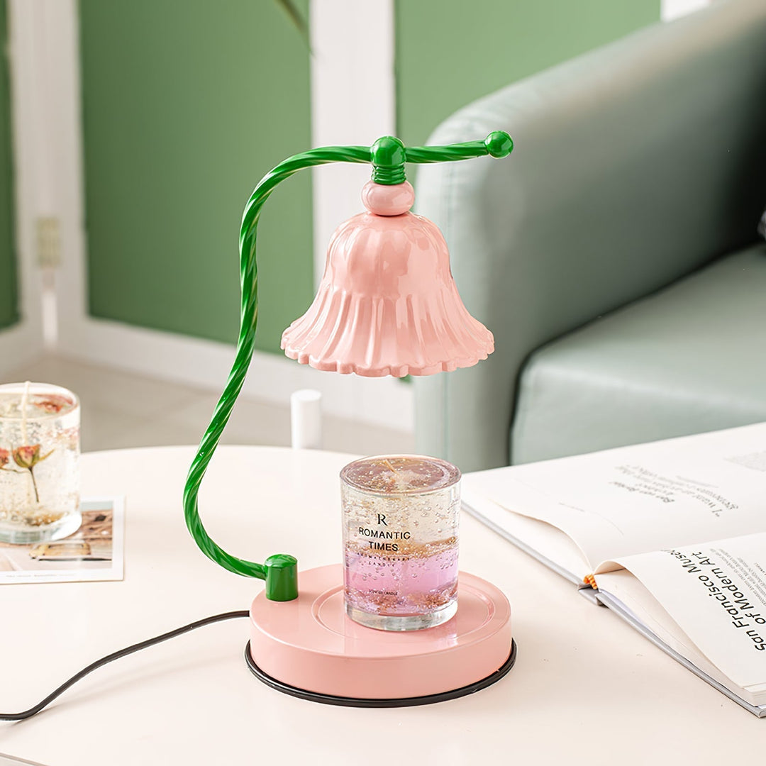 BloomAura – Charming Pink Glass Table Lamp | Kalsten