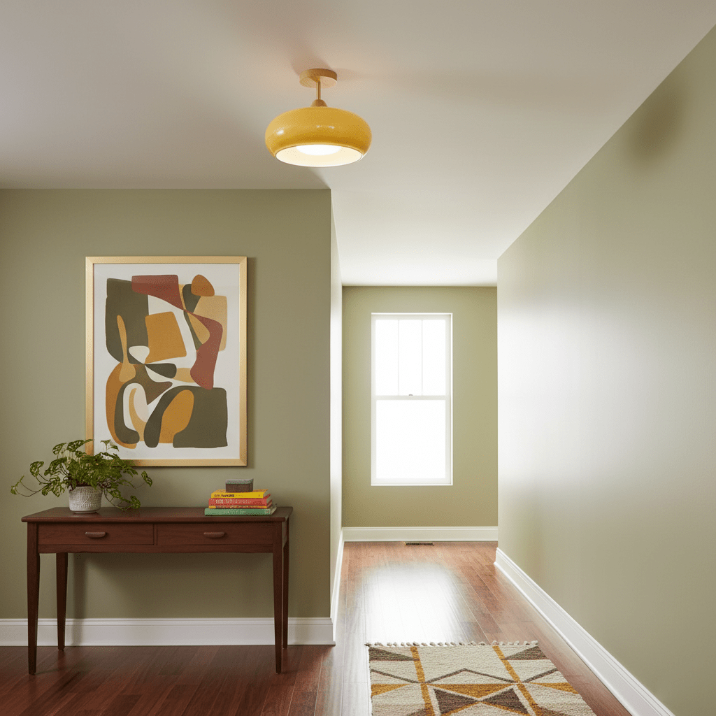 Plafonnier Ceiling Lamp Wood Glass 11 in Orange White Indoor Dining Bedroom Lighting Fixture | Kalsten