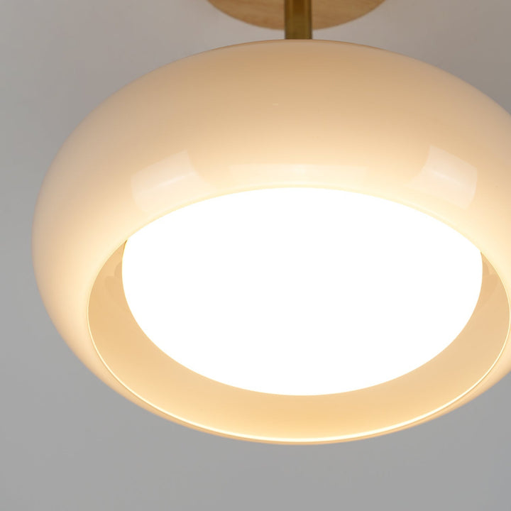 Plafonnier Ceiling Lamp Wood Glass 11 in Orange White Indoor Dining Bedroom Lighting Fixture | Kalsten