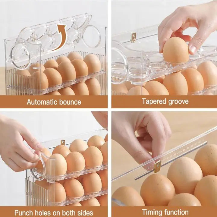 Kalsten | Space-saving egg container with flip lid and freshness indicator