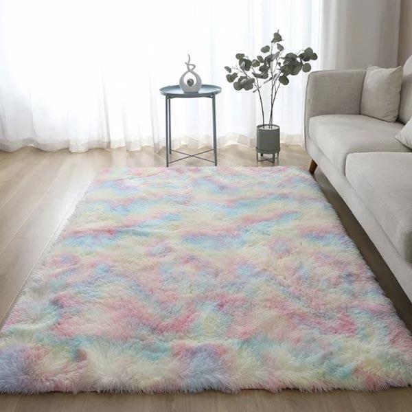 Plush Rainbow Colorful Fur Rug | Kalsten