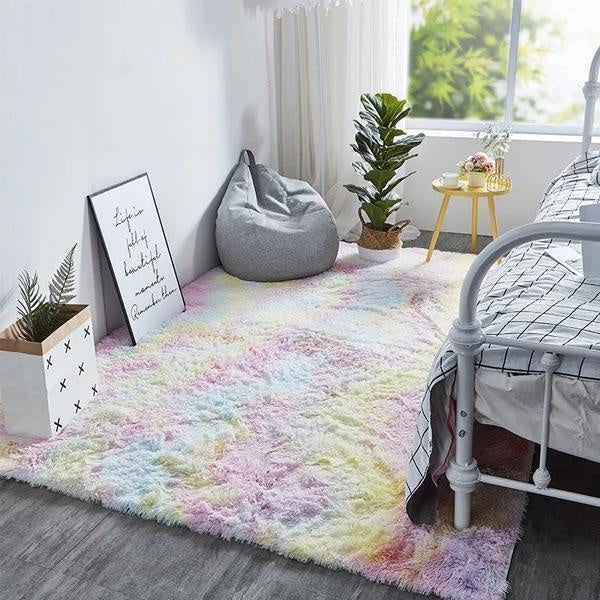 Plush Rainbow Colorful Fur Rug | Kalsten