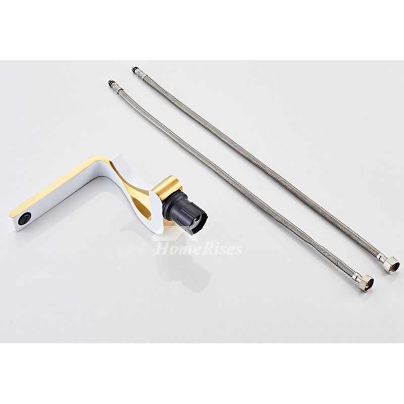 Kalsten | Polished Gold Bathroom Sink Faucets Single Handle Luxury Brass White Modern One Hole