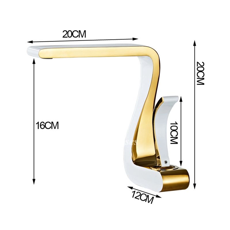 Kalsten | Polished Gold Bathroom Sink Faucets Single Handle Luxury Brass White Modern One Hole