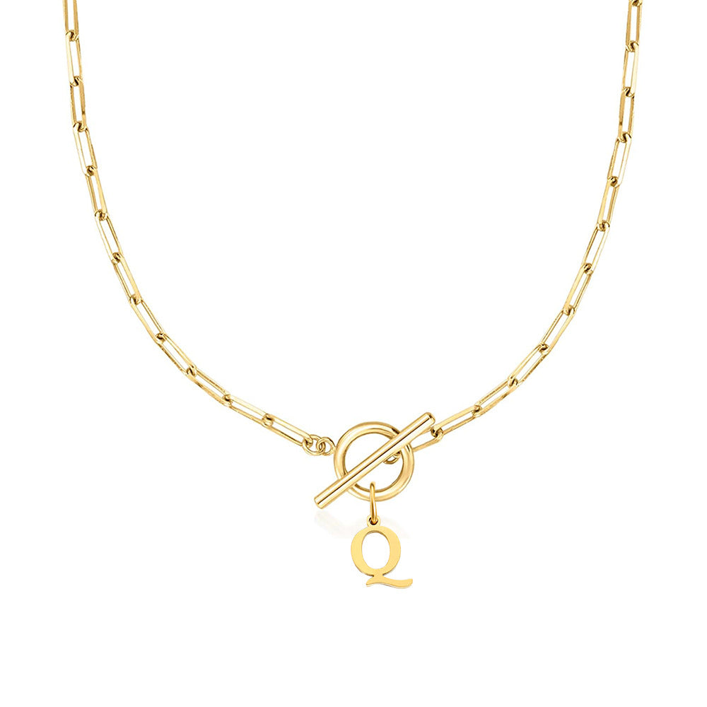 Kalsten | Paperclip Letter Initial Circle Lock Clasp Necklace