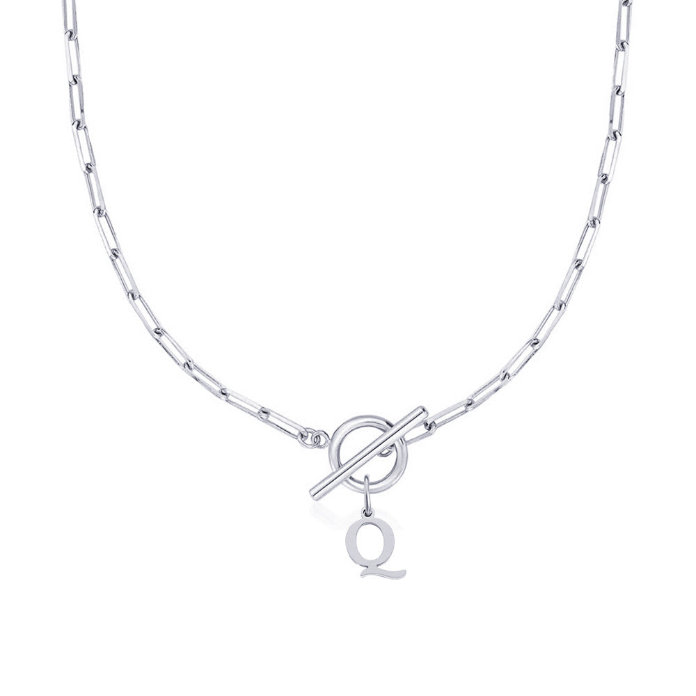 Kalsten | Paperclip Letter Initial Circle Lock Clasp Necklace
