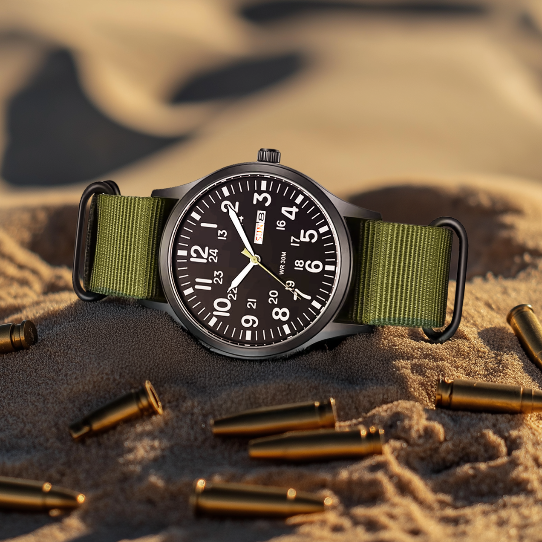 Kalsten | Men’s Rugged Outdoor Watch – Waterproof Military-Style Stainless Steel Timepiece