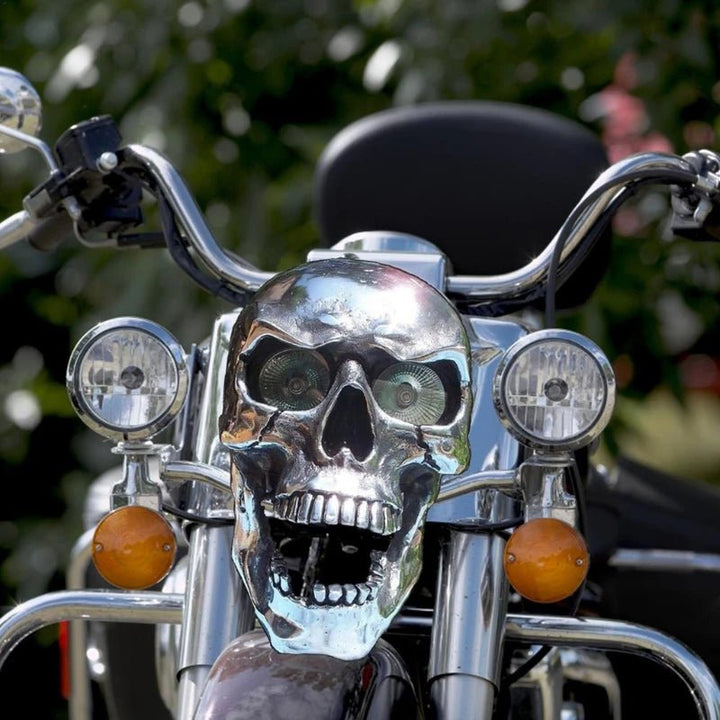 Kalsten | LED Motorcycle Skull Lamp with Unique Eye Glow and Chrome Finish