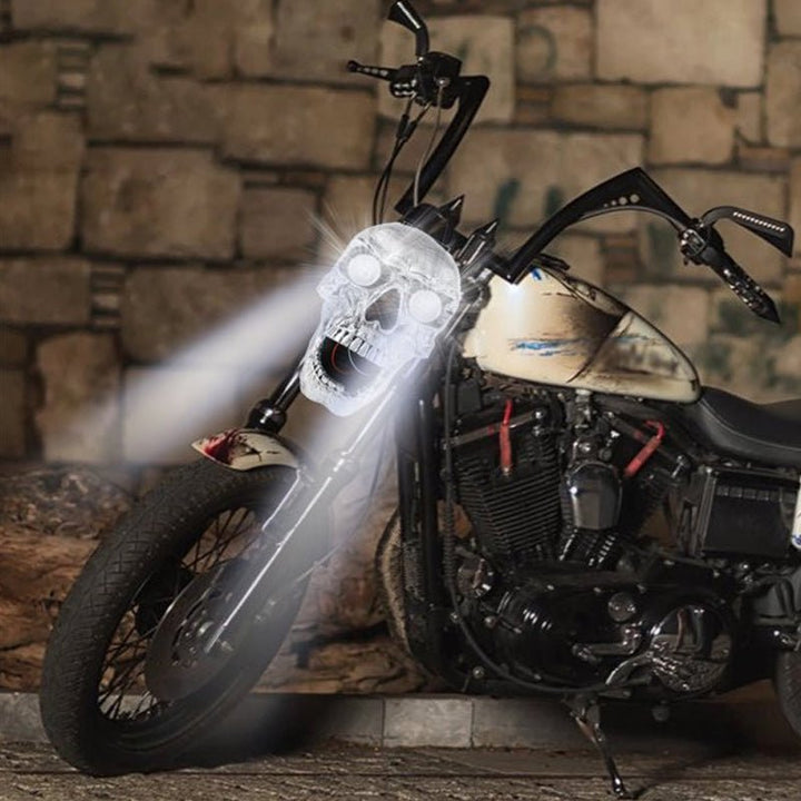 Kalsten | LED Motorcycle Skull Lamp with Unique Eye Glow and Chrome Finish