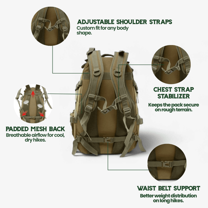 Skanto | 40L Outdoor Backpack with MOLLE System & Waterproof Military Construction