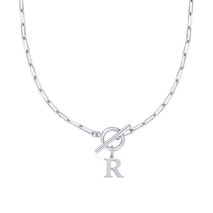Kalsten | Paperclip Letter Initial Circle Lock Clasp Necklace