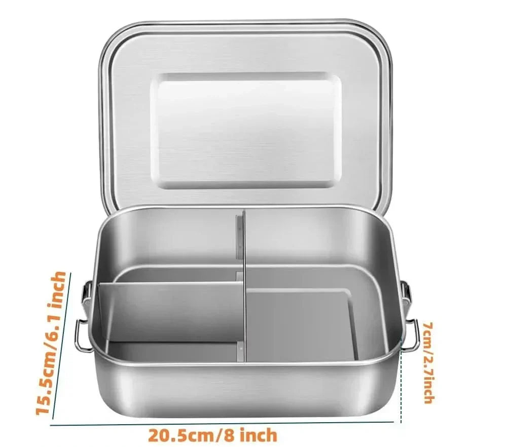 Kalsten | RVS Bento Lunchbox 800ml – Leak-proof, Compartments, Dishwasher Safe