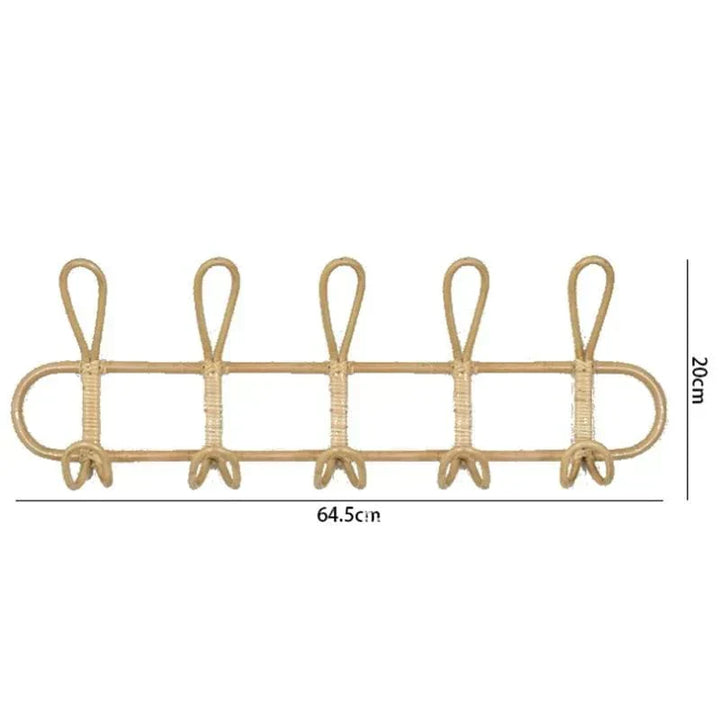 Rattan Wall Hanger with 5 Hooks for Coats, Bags and Towels | Kalsten