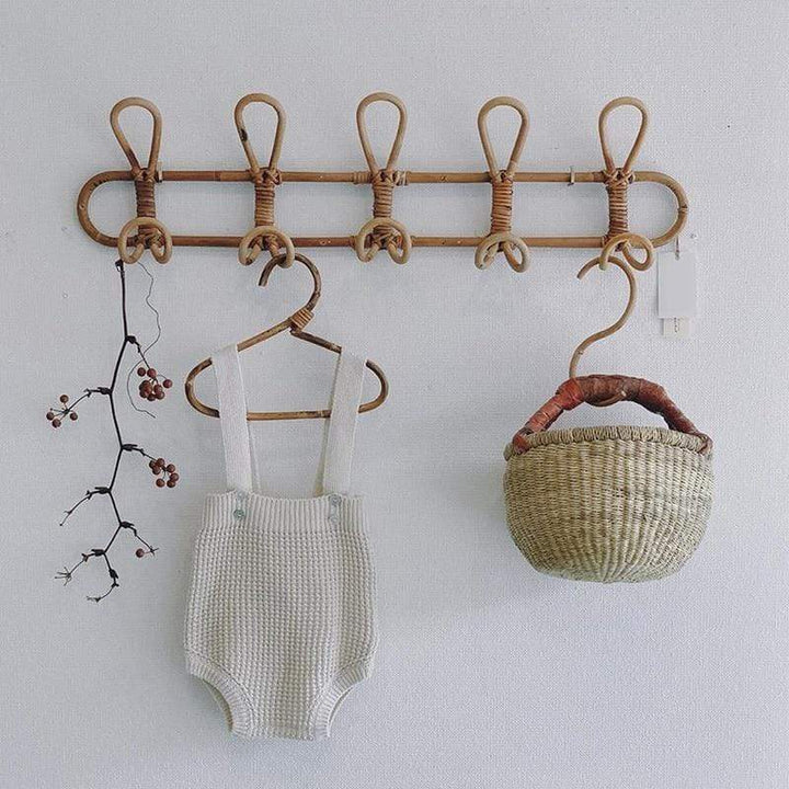 Rattan Wall Hanger with 5 Hooks for Coats, Bags and Towels | Kalsten