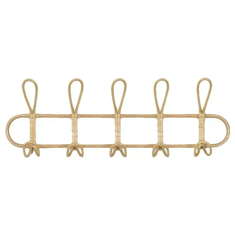 Rattan Wall Hanger with 5 Hooks for Coats, Bags and Towels | Kalsten