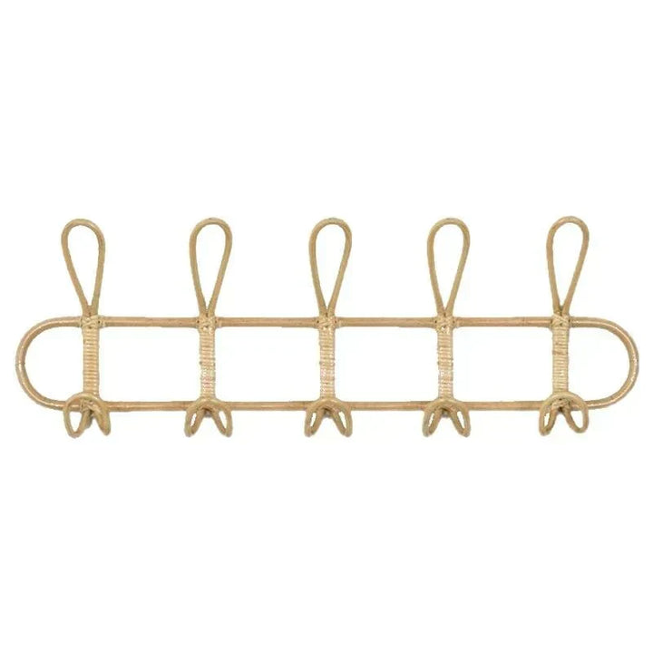 Rattan Wall Hanger with 5 Hooks for Coats, Bags and Towels | Kalsten