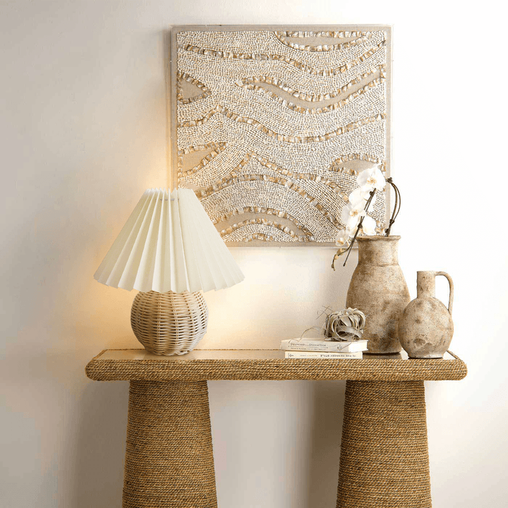 Rattan Pleated Table lamp 9.4' | Kalsten