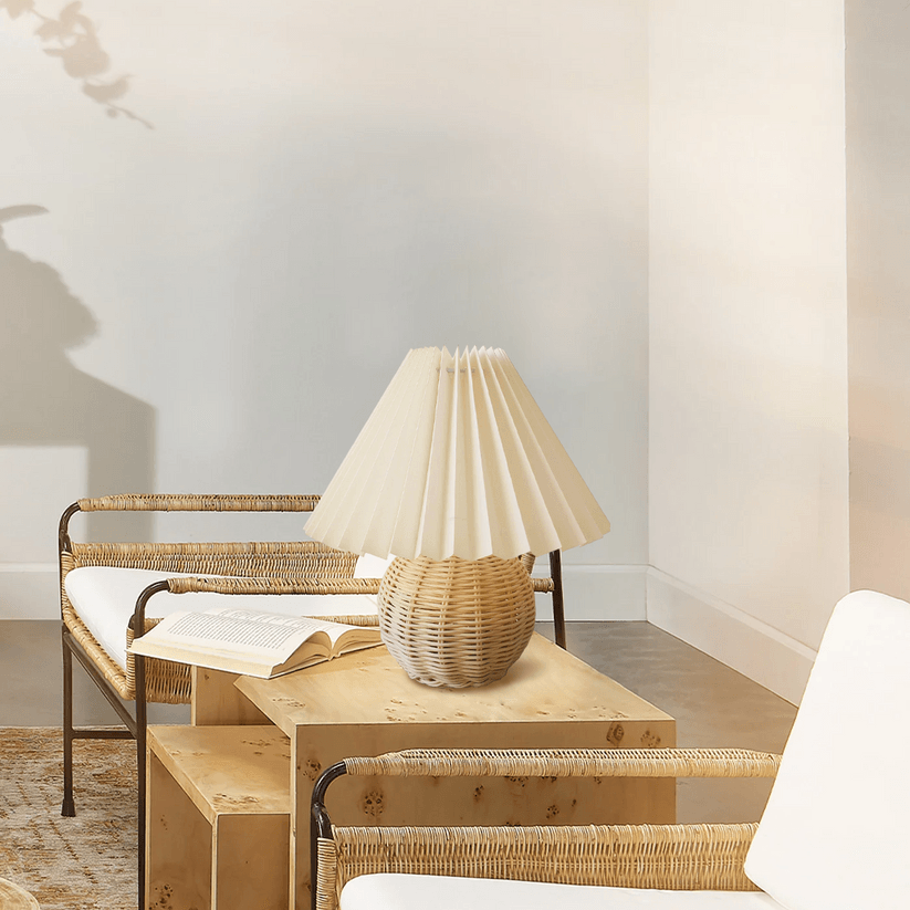 Rattan Pleated Table lamp 9.4' | Kalsten