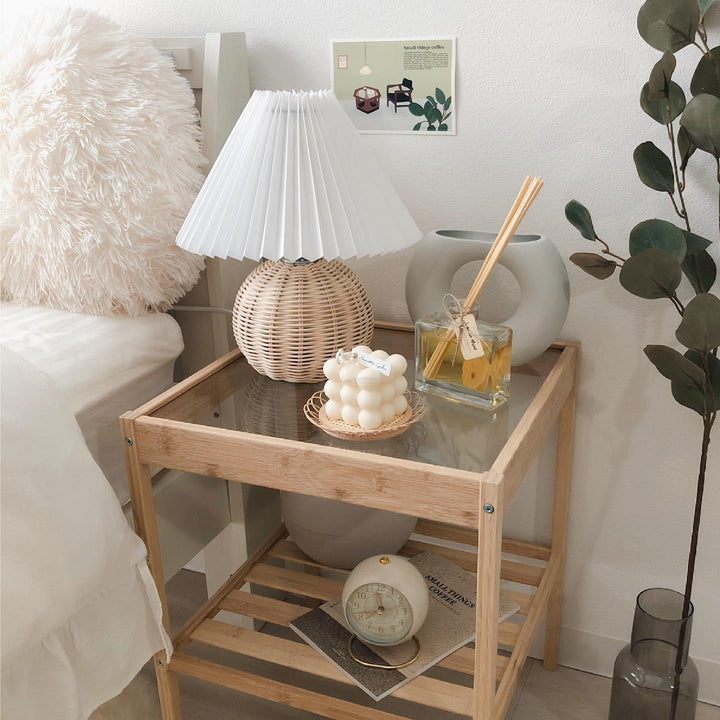 Rattan Pleated Table lamp 9.4' | Kalsten