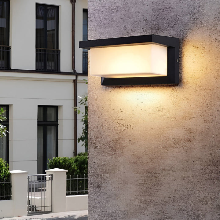 Rectangle Waterproof Light Control Induction Black Modern Solar Sconces | Kalsten