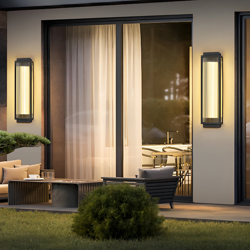 Rectangular Strip Waterproof LED Black Modern Outdoor Wall Lights | Kalsten