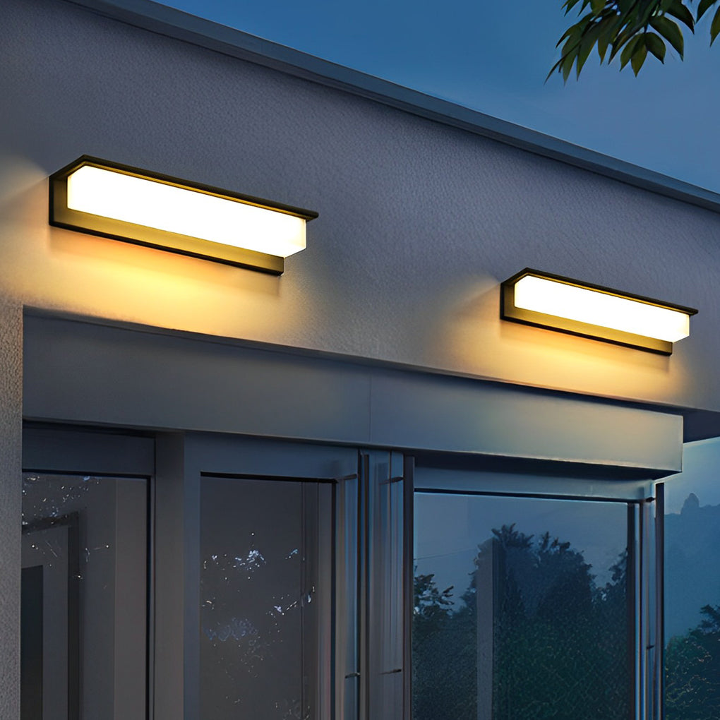 Minimalist Rectangular Waterproof LED Modern Solar Wall Lamp Exterior Lights | Kalsten