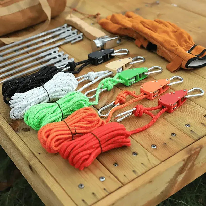 Kalsten | Reflective Outdoor Rope Set – With Carabiner, Hooks & Tensioner for Tent & Camping (4 Pieces)